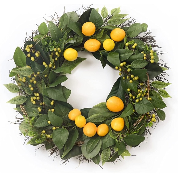 Valery Madelyn Other - Valery Madelyn 24 Inch Lemon spring Wreath NEW Front door window wall decor